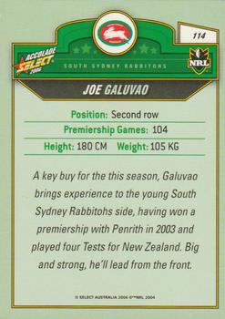 2006 Select Accolade #114 Joe Galuvao Back